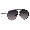 Linda Farrow - Francisco Aviator Sunglasses in Nickel - LFL1410C1SUN - Linda Farrow Eyewear