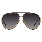 Linda Farrow - Francisco Aviator Sunglasses in Nickel - LFL1410C1SUN - Linda Farrow Eyewear