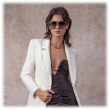 Linda Farrow - Francisco Aviator Sunglasses in Nickel - LFL1410C1SUN - Linda Farrow Eyewear