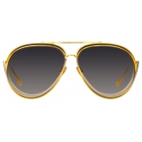 Linda Farrow - Francisco Aviator Sunglasses in Yellow Gold - LFL1410C2SUN - Linda Farrow Eyewear