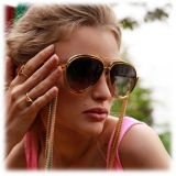 Linda Farrow - Francisco Aviator Sunglasses in Yellow Gold - LFL1410C2SUN - Linda Farrow Eyewear