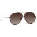 Linda Farrow - Francisco Aviator Sunglasses in Light Gold - LFL1410C3SUN - Linda Farrow Eyewear