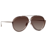 Linda Farrow - Francisco Aviator Sunglasses in Light Gold - LFL1410C3SUN - Linda Farrow Eyewear