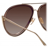 Linda Farrow - Francisco Aviator Sunglasses in Light Gold - LFL1410C3SUN - Linda Farrow Eyewear