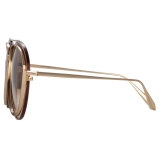 Linda Farrow - Francisco Aviator Sunglasses in Light Gold - LFL1410C3SUN - Linda Farrow Eyewear