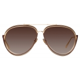 Linda Farrow - Francisco Aviator Sunglasses in Light Gold - LFL1410C3SUN - Linda Farrow Eyewear