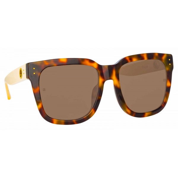 Linda Farrow - Occhiali da Sole Freya Square in Tartaruga Crema - LFL1175C2SUN - Linda Farrow Eyewear