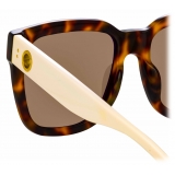 Linda Farrow - Occhiali da Sole Freya Square in Tartaruga Crema - LFL1175C2SUN - Linda Farrow Eyewear