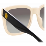 Linda Farrow - Occhiali da Sole Freya Square in Crema Nero - LFL1175C3SUN - Linda Farrow Eyewear