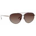 Linda Farrow - Gabriel Oversized Sunglasses in Light Gold - LFL1391C2SUN - Linda Farrow Eyewear