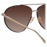 Linda Farrow - Gabriel Oversized Sunglasses in Light Gold - LFL1391C2SUN - Linda Farrow Eyewear