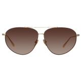 Linda Farrow - Gabriel Oversized Sunglasses in Light Gold - LFL1391C2SUN - Linda Farrow Eyewear