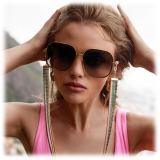 Linda Farrow - Juliana Oversized Sunglasses in Yellow Gold - LFL1394C2SUN  - Linda Farrow Eyewear