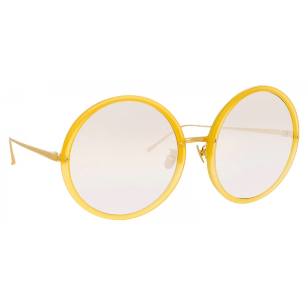 Linda Farrow - Occhiali da Sole Kew Round in Oro Giallo - LFL457C33SUN - Linda Farrow Eyewear