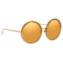 Linda Farrow - Kew Round Sunglasses in Dew Gold - LFL457C13SUN - Linda Farrow Eyewear