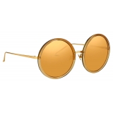 Linda Farrow - Kew Round Sunglasses in Dew Gold - LFL457C13SUN - Linda Farrow Eyewear