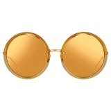 Linda Farrow - Kew Round Sunglasses in Dew Gold - LFL457C13SUN - Linda Farrow Eyewear