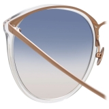 Linda Farrow - Kings Oversized Sunglasses in Rose Gold Transparent - LFL747C16SUN - Linda Farrow Eyewear