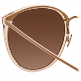 Linda Farrow - Kings Oversized Sunglasses in Rose Gold Transparent - LFL747C5SUN - Linda Farrow Eyewear