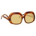 Linda Farrow - Lea Oversized Sunglasses in Horn - LFL1289C3SUN - Linda Farrow Eyewear