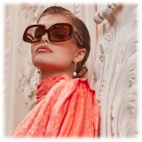 Linda Farrow - Lea Oversized Sunglasses in Horn - LFL1289C3SUN - Linda Farrow Eyewear