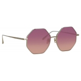 Linda Farrow - Llanas Hexagon Sunglasses in Light Gold Wine - LFL1253C7SUN - Linda Farrow Eyewear