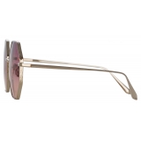 Linda Farrow - Llanas Hexagon Sunglasses in Light Gold Wine - LFL1253C7SUN - Linda Farrow Eyewear