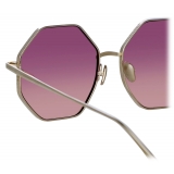 Linda Farrow - Llanas Hexagon Sunglasses in Light Gold Wine - LFL1253C7SUN - Linda Farrow Eyewear