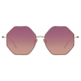 Linda Farrow - Llanas Hexagon Sunglasses in Light Gold Wine - LFL1253C7SUN - Linda Farrow Eyewear