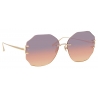 Linda Farrow - Lisette Oversized Sunglasses in Light Gold - LFL1314C3SUN - Linda Farrow Eyewear