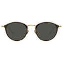 Linda Farrow - Luis Oval Sunglasses in Yellow Gold Black - LFL1224C5SUN - Linda Farrow Eyewear