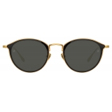 Linda Farrow - Luis Oval Sunglasses in Yellow Gold Black - LFL1224C5SUN - Linda Farrow Eyewear