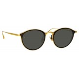 Linda Farrow - Luis Oval Sunglasses in Yellow Gold Black - LFL1224C5SUN - Linda Farrow Eyewear