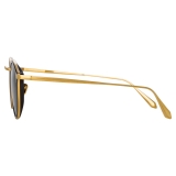 Linda Farrow - Luis Oval Sunglasses in Yellow Gold Black - LFL1224C5SUN - Linda Farrow Eyewear