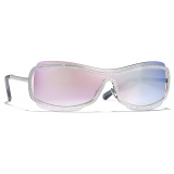 Chanel - Shield Sunglasses - Silver Pink Mirror - Chanel Eyewear