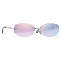 Chanel - Oval Sunglasses - Silver Pink Mirror - Chanel Eyewear