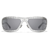 Chanel - Occhiali da Sole a Maschera - Argento Grigio Scuro - Chanel Eyewear
