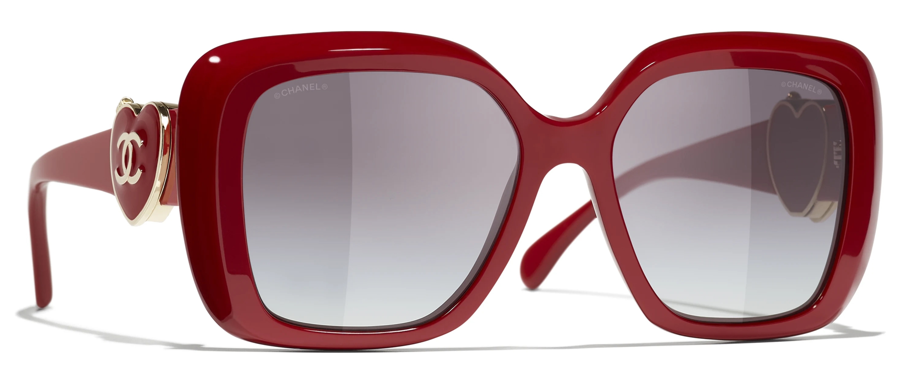 Chanel red shop frame sunglasses