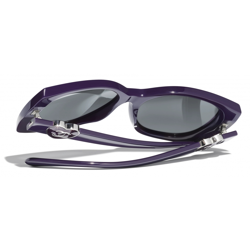 Chanel Purple/Silver Tone 4189TQ Mirrored Aviator Sunglasses Chanel | TLC