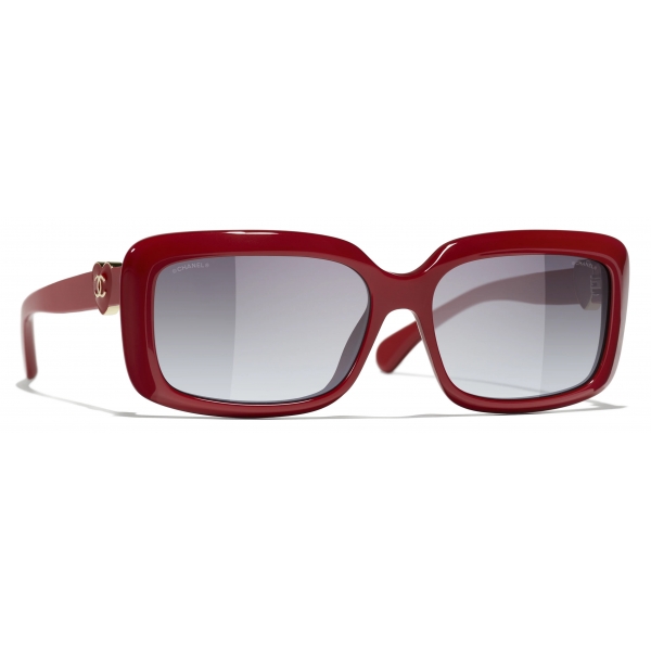 Chanel - Occhiali da Sole Rettangolari - Rosso - Chanel Eyewear
