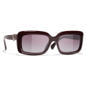 Chanel - Rectangular Sunglasses - Burgundy - Chanel Eyewear