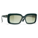 Chanel - Occhiali da Sole Rettangolari - Verde - Chanel Eyewear