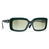 Chanel - Occhiali da Sole Rettangolari - Verde - Chanel Eyewear