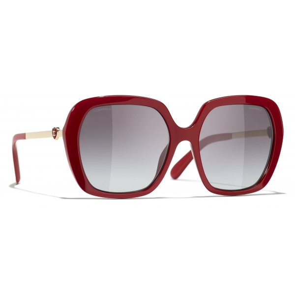 Chanel - Occhiali da Sole Quadrati - Rosso - Chanel Eyewear