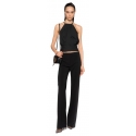 Pinko - Crepe Fabric Flare Trousers - Black - Trousers - Made in Italy - Luxury Exclusive Collection