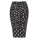 Pinko - Pencil Skirt with Ruffle - Pois/Black - Skirt - Made in Italy - Luxury Exclusive Collection