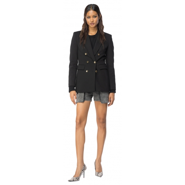 Pinko - Double Breasted Jacket with Gold Buttons - Black - Jacket - Made in Italy - Luxury Exclusive Collection