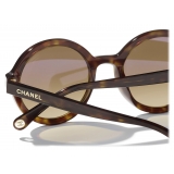 Chanel - Occhiali da Sole Rotondi - Tartaruga Scuro - Chanel Eyewear