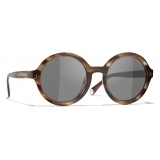 Chanel - Round Sunglasses - Striped Brown - Chanel Eyewear