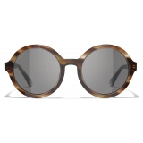 Chanel - Round Sunglasses - Striped Brown - Chanel Eyewear